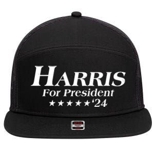 Kamala Harris For President 2024 7 Panel Mesh Trucker Snapback Hat