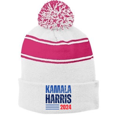 Kamala Haris For President Stripe Pom Pom Beanie