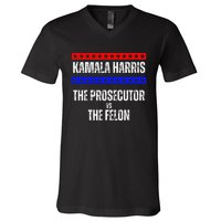 Kamala Harris For President The Prosecutor Vs The Felon 2024 V-Neck T-Shirt