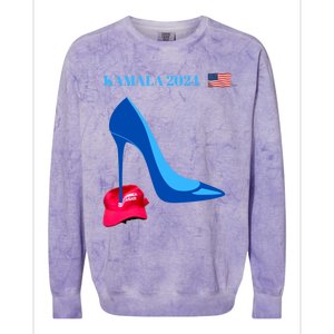 Kamala Harris For President 2024 High Heel Crushed Maga Hat Colorblast Crewneck Sweatshirt