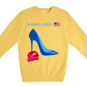 Kamala Harris For President 2024 High Heel Crushed Maga Hat Premium Crewneck Sweatshirt