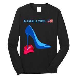 Kamala Harris For President 2024 High Heel Crushed Maga Hat Long Sleeve Shirt