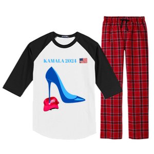 Kamala Harris For President 2024 High Heel Crushed Maga Hat Raglan Sleeve Pajama Set