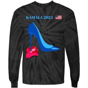 Kamala Harris For President 2024 High Heel Crushed Maga Hat Tie-Dye Long Sleeve Shirt