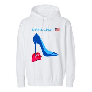 Kamala Harris For President 2024 High Heel Crushed Maga Hat Garment-Dyed Fleece Hoodie