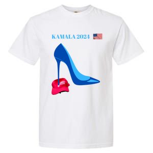 Kamala Harris For President 2024 High Heel Crushed Maga Hat Garment-Dyed Heavyweight T-Shirt