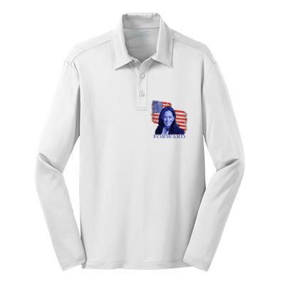 Kamala Harris Forward 2024 Presidential Election President Silk Touch Performance Long Sleeve Polo