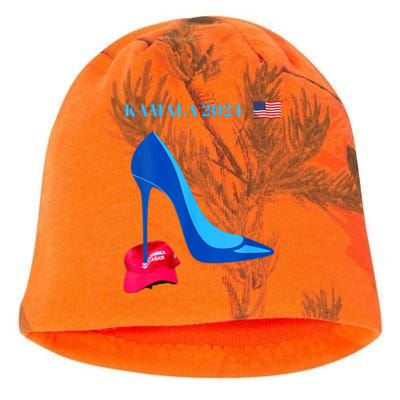 Kamala Harris For President 2024 High Heel Crushed Maga Kati - Camo Knit Beanie