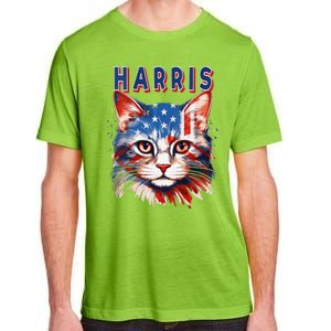 Kamala Harris For President 2024 Election Usa Flag Cat Lady Adult ChromaSoft Performance T-Shirt