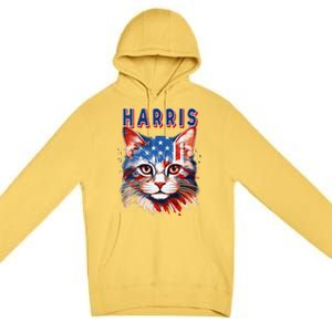 Kamala Harris For President 2024 Election Usa Flag Cat Lady Premium Pullover Hoodie