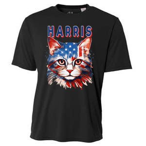 Kamala Harris For President 2024 Election Usa Flag Cat Lady Cooling Performance Crew T-Shirt