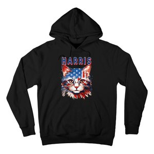 Kamala Harris For President 2024 Election Usa Flag Cat Lady Hoodie