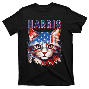 Kamala Harris For President 2024 Election Usa Flag Cat Lady T-Shirt