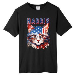 Kamala Harris For President 2024 Election Usa Flag Cat Lady Tall Fusion ChromaSoft Performance T-Shirt