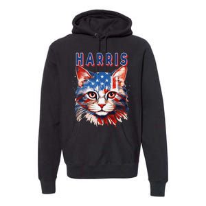 Kamala Harris For President 2024 Election Usa Flag Cat Lady Premium Hoodie