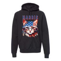 Kamala Harris For President 2024 Election Usa Flag Cat Lady Premium Hoodie