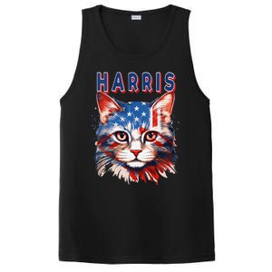 Kamala Harris For President 2024 Election Usa Flag Cat Lady PosiCharge Competitor Tank