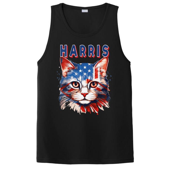 Kamala Harris For President 2024 Election Usa Flag Cat Lady PosiCharge Competitor Tank