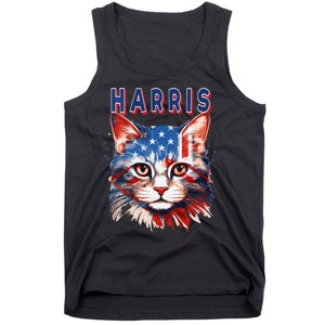 Kamala Harris For President 2024 Election Usa Flag Cat Lady Tank Top