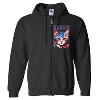 Kamala Harris For President 2024 Election Usa Flag Cat Lady Full Zip Hoodie