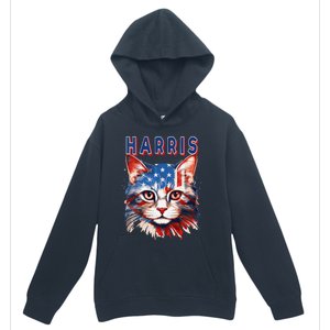 Kamala Harris For President 2024 Election Usa Flag Cat Lady Urban Pullover Hoodie