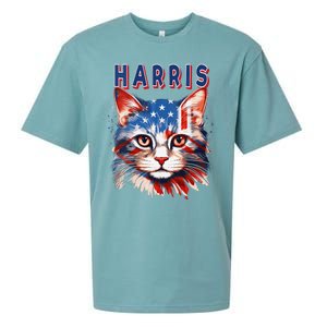 Kamala Harris For President 2024 Election Usa Flag Cat Lady Sueded Cloud Jersey T-Shirt