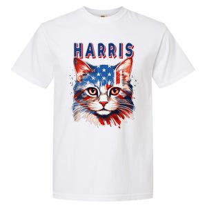 Kamala Harris For President 2024 Election Usa Flag Cat Lady Garment-Dyed Heavyweight T-Shirt