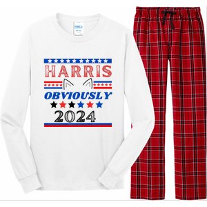 Kamala Harris For President 2024 Harris Obviously Usa Flag Long Sleeve Pajama Set