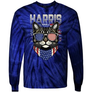 Kamala Harris For President 2024 Funny Cat Lady Tie-Dye Long Sleeve Shirt