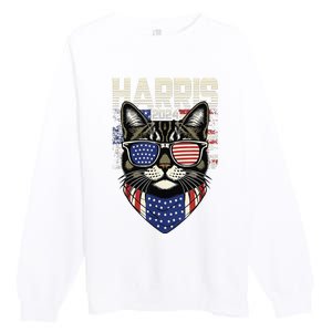 Kamala Harris For President 2024 Funny Cat Lady Premium Crewneck Sweatshirt