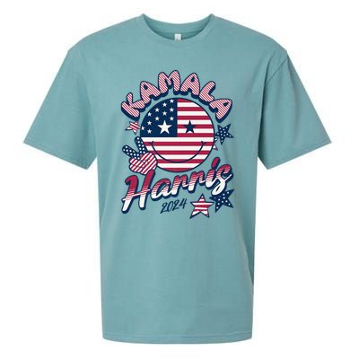 Kamala Harris For President 2024 Smiley Emoji Icon Us Flag Sueded Cloud Jersey T-Shirt