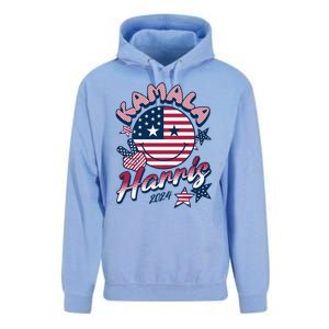 Kamala Harris For President 2024 Smiley Emoji Icon Us Flag Unisex Surf Hoodie