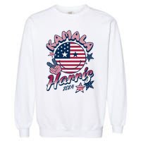 Kamala Harris For President 2024 Smiley Emoji Icon Us Flag Garment-Dyed Sweatshirt