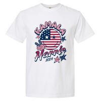 Kamala Harris For President 2024 Smiley Emoji Icon Us Flag Garment-Dyed Heavyweight T-Shirt