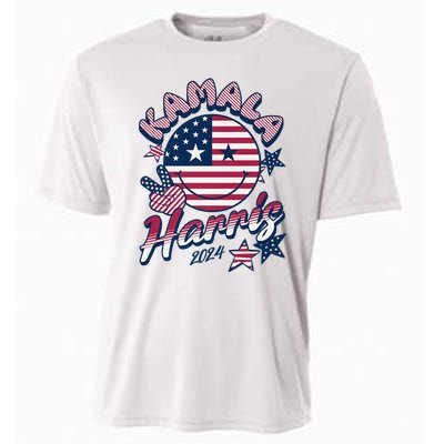 Kamala Harris For President 2024 Smiley Emoji Icon Us Flag Cooling Performance Crew T-Shirt