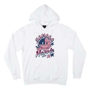 Kamala Harris For President 2024 Smiley Emoji Icon Us Flag Hoodie