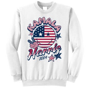 Kamala Harris For President 2024 Smiley Emoji Icon Us Flag Sweatshirt