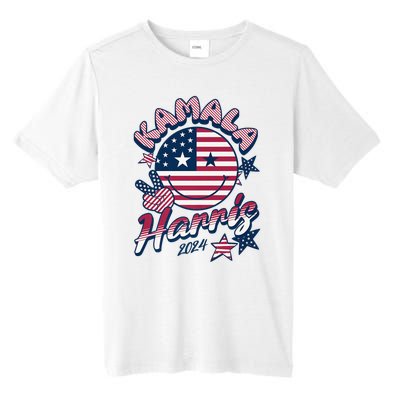 Kamala Harris For President 2024 Smiley Emoji Icon Us Flag Tall Fusion ChromaSoft Performance T-Shirt