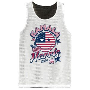 Kamala Harris For President 2024 Smiley Emoji Icon Us Flag Mesh Reversible Basketball Jersey Tank