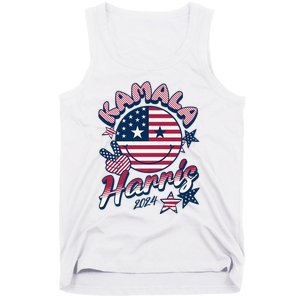 Kamala Harris For President 2024 Smiley Emoji Icon Us Flag Tank Top