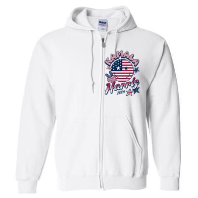 Kamala Harris For President 2024 Smiley Emoji Icon Us Flag Full Zip Hoodie