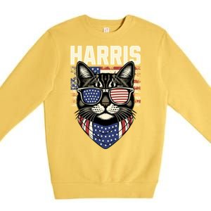 Kamala Harris For President 2024 Funny Cat Lady Graphic Gift Premium Crewneck Sweatshirt