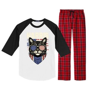 Kamala Harris For President 2024 Funny Cat Lady Graphic Gift Raglan Sleeve Pajama Set