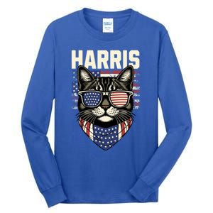 Kamala Harris For President 2024 Funny Cat Lady Graphic Gift Tall Long Sleeve T-Shirt