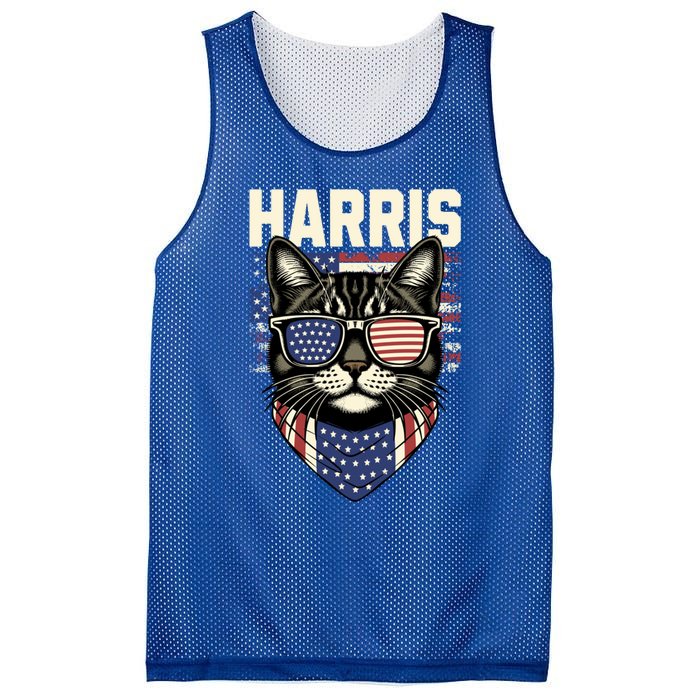 Kamala Harris For President 2024 Funny Cat Lady Graphic Gift Mesh Reversible Basketball Jersey Tank