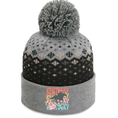 Kentucky Horse Floral Colorful Retro The Baniff Cuffed Pom Beanie