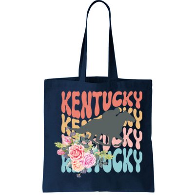 Kentucky Horse Floral Colorful Retro Tote Bag