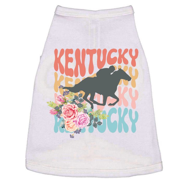 Kentucky Horse Floral Colorful Retro Doggie Tank