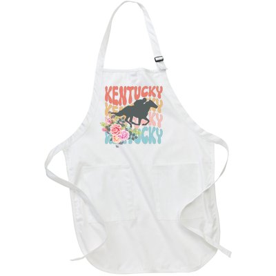 Kentucky Horse Floral Colorful Retro Full-Length Apron With Pockets