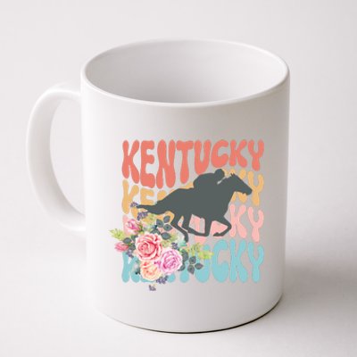 Kentucky Horse Floral Colorful Retro Coffee Mug